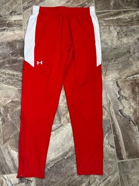 Under Armour Medium Tall/Long Red Track Pants Athletic Joggers Zip Ankle